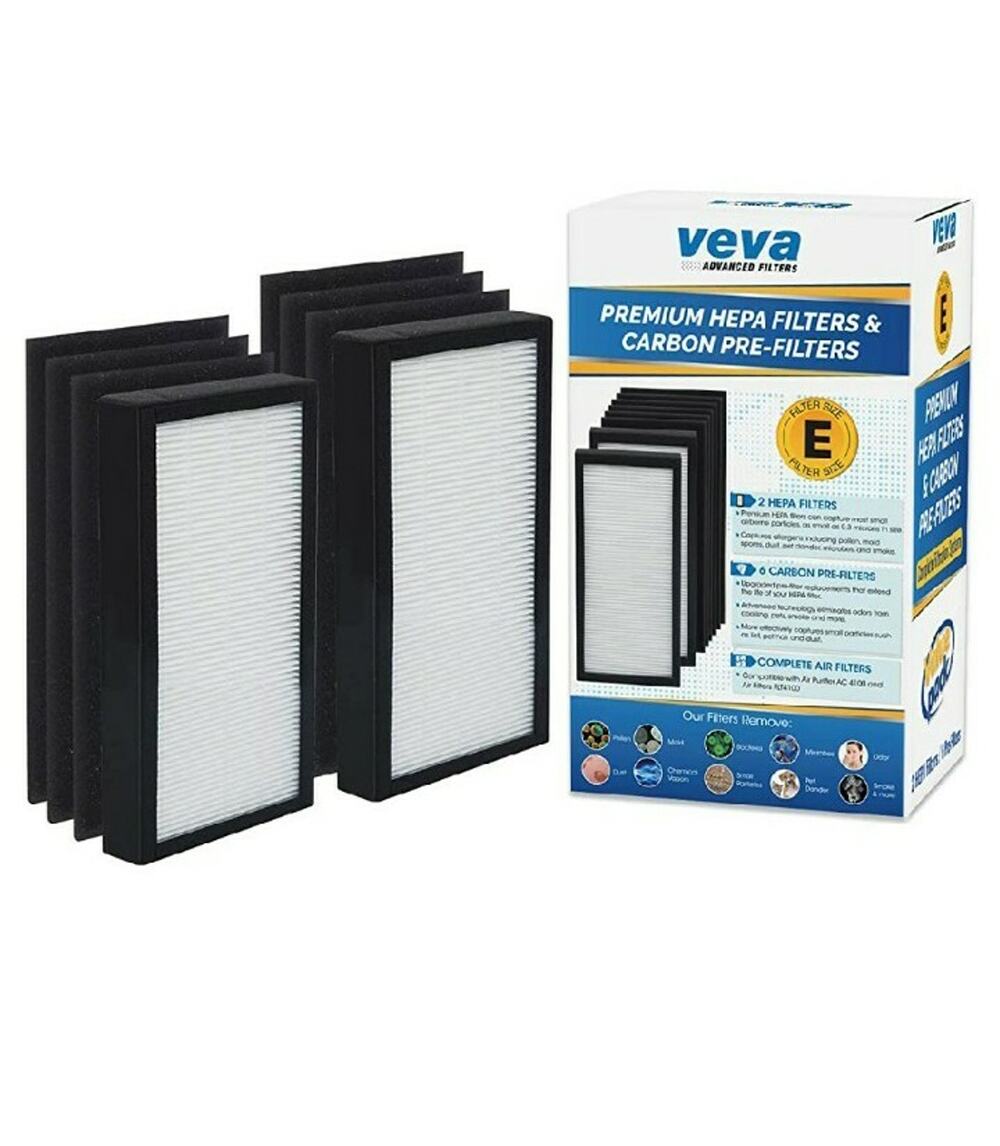 2 HEPA Filters And 6 Pack Of Pre-Filters Compatible Air Purifier Size E